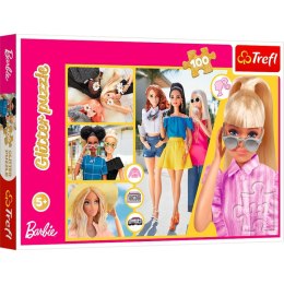 Puzzle 100 elementów Glitter Brokatowa Barbie Trefl