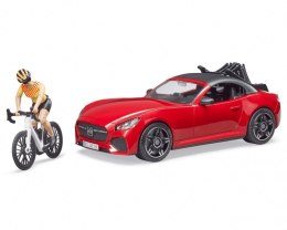 Auto Roadster czerwone z figurką i rowerem górskim BRUDER - Sklep Gebe