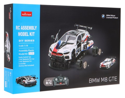 BMW M8 GTE biały RASTAR model 1:18 Zdalnie sterowane auto + Body kit + Pilot 2,4 GHz