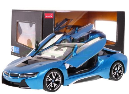 BMW i8 niebieskie RASTAR model 1:14 Zdalnie sterowane auto + pilot 2,4 GHz