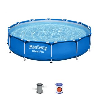 Basen Stelażowy Steel Pro 366x76 Okrągły BESTWAY 3w1 + Pompa Filtr