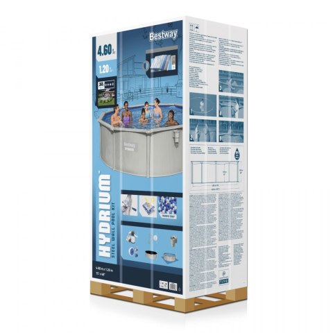 Basen panelowy HYDRIUM 460x120 Okrągły 15FT BESTWAY 8w1 + Pompa piaskowa