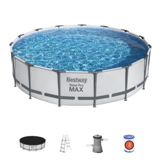 Basen stelażowy Steel Pro MAX 457x107 15FT BESTWAY 5w1 + Pompa + Drabinka + Pokrywa