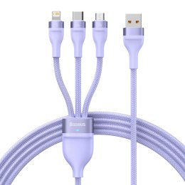 Kabel 3w1 do szybkiego ładowania USB USB-C Micro-USB Iphone Lightning 1.2m fioletowy BASEUS