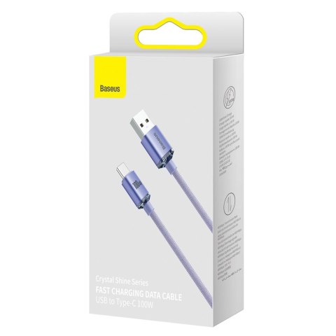 Kabel przewód do szybkiego ładowania i transferu danych USB USB-C 100W 2m fioletowy BASEUS