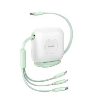 Kabel przewód zwijany 3w1 USB-C microUSB Iphone Lightning 1.7m zielony BASEUS