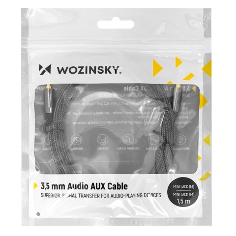 Uniwersalny kabel przewód mini jack AUX 3m czarny WOZINSKY