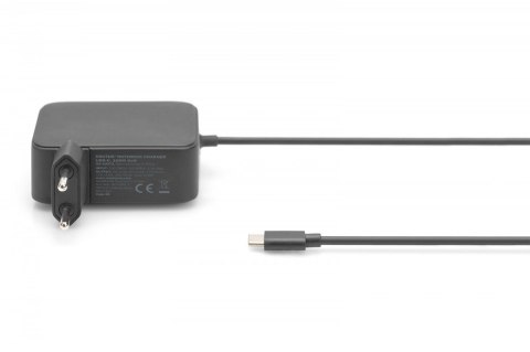 Ładowarka sieciowa zasilacz 1x USB-C PD 3.0 max. 100W GaN zintegrowany kabel 1,2m Czarna Digitus