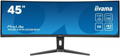 Monitor 44.5 cala XCB4594DQSN-B1 VA,DQHD,165HZ,USB-C-DOCK,RJ45,32:9,1500R,450cd/m2,3000:1,0.8ms,3xUSB,2xHDMI,1xDP,2x3W,PowerDeli IIYAMA