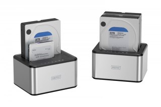 Stacja dokująca USB 3.0 Super Speed do 2x SSD/HDD 2.5/3.5" SATA III max.2x20TB z funkcją klonowania Digitus
