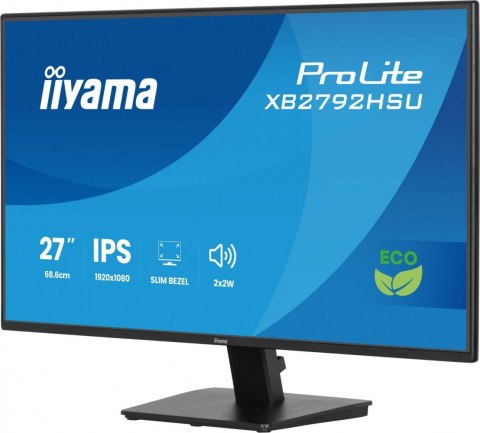 Monitor 27 cali X2792HSU-B1 IPS,FHD,HDMI,DP,120Hz,350cd,4ms, cienkie ramki, 1500:1, ErP B, USB HUBx2 IIYAMA