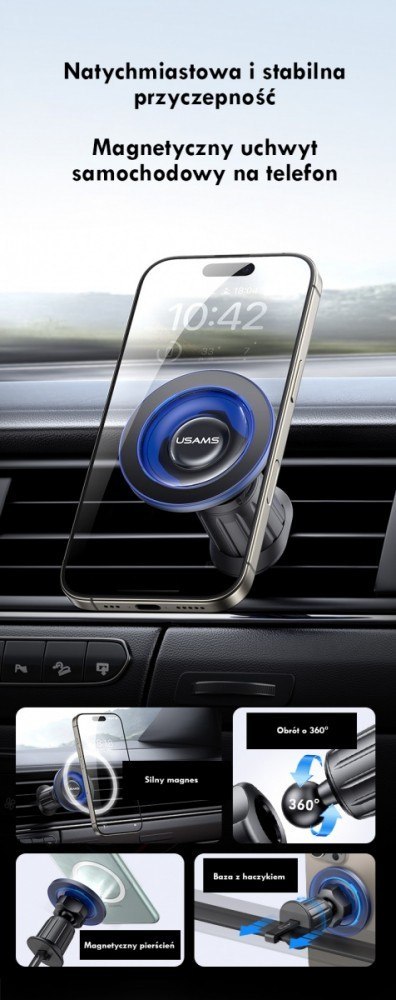 Uchwyt samochodowy do kratki ZJ081 magnetyczny USAMS