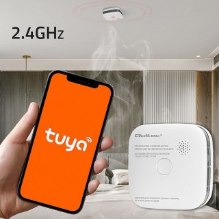 Czujnik dymu z baterią | Tuya | Wi-Fi | alarm 85dB | LED Qoltec