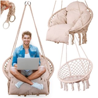 Huśtawka ogrodowa LUARO bocianie gniazdo z poduszką XXL ecru 80cm 150kg Kik Sp. z o. o. Sp. k.