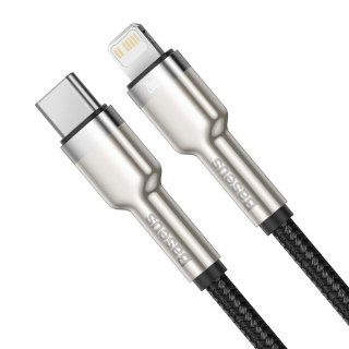 Przewód kabel iPhone USB-C - Lightning Cafule Metal Data Power Delivery 20W 1m - czarny BASEUS