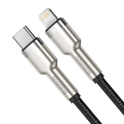 Przewód kabel iPhone USB-C - Lightning Cafule Metal Data Power Delivery 20W 1m - czarny BASEUS