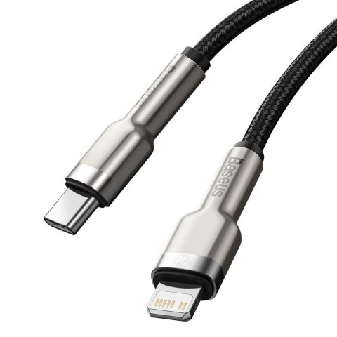 Przewód kabel iPhone USB-C - Lightning Cafule Metal Data Power Delivery 20W 1m - czarny BASEUS