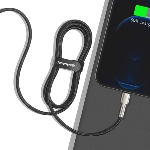 Przewód kabel iPhone USB-C - Lightning Cafule Metal Data Power Delivery 20W 1m - czarny BASEUS