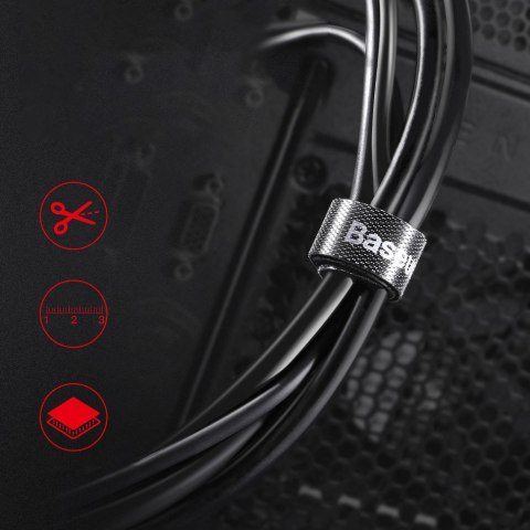 Taśma rzepowa rzep organizer kabli przewodów 3m - szary BASEUS