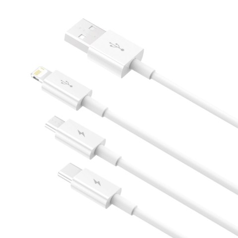 3w1 Kabel przewód Superior Series USB-A - USB-C / Lightning / micro USB 3.5A 1m - biały BASEUS