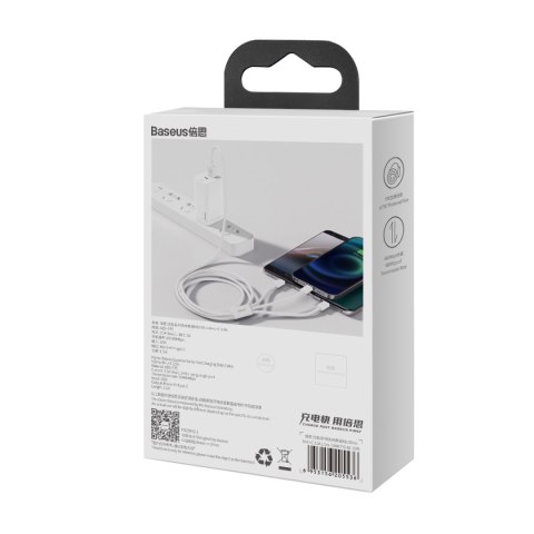 3w1 Kabel przewód Superior Series USB-A - USB-C / Lightning / micro USB 3.5A 1m - biały BASEUS