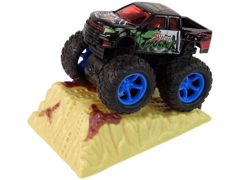 Auto Resorak Z Naciągiem Monster Truck Big Foot Gumowe Opony Rampa LEAN Toys