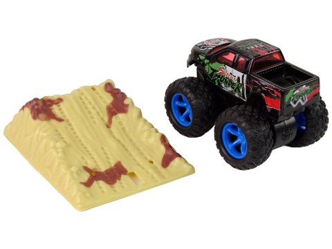 Auto Resorak Z Naciągiem Monster Truck Big Foot Gumowe Opony Rampa LEAN Toys
