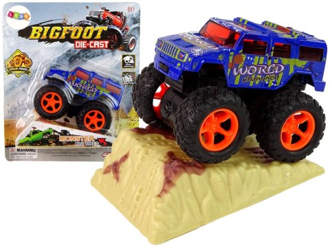 Auto Resorak Z Naciągiem Monster Truck Big Foot Gumowe Opony Rampa LEAN Toys