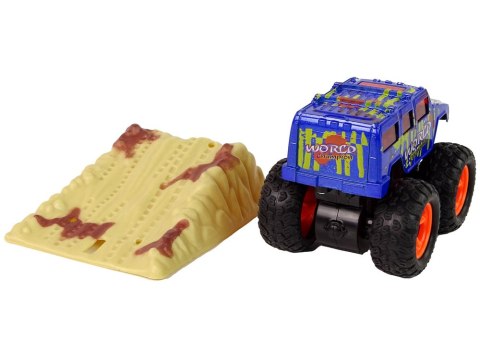 Auto Resorak Z Naciągiem Monster Truck Big Foot Gumowe Opony Rampa LEAN Toys