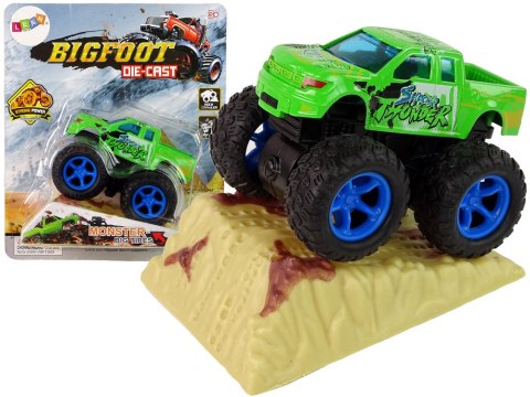 Auto Resorak Z Naciągiem Monster Truck Big Foot Gumowe Opony Rampa LEAN Toys