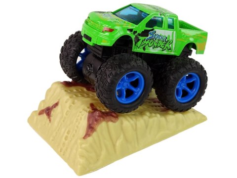 Auto Resorak Z Naciągiem Monster Truck Big Foot Gumowe Opony Rampa LEAN Toys