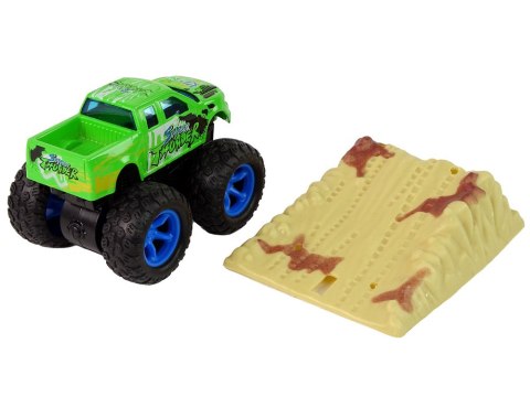 Auto Resorak Z Naciągiem Monster Truck Big Foot Gumowe Opony Rampa LEAN Toys