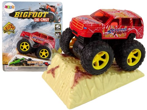 Auto Resorak Z Naciągiem Monster Truck Big Foot Gumowe Opony Rampa LEAN Toys