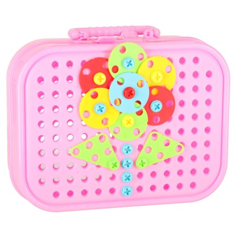 Klocki konstrukcyjne układanka w walizce kreatywna mozaika + wkrętarka jednorożec Kik Sp. z o. o. Sp. k.