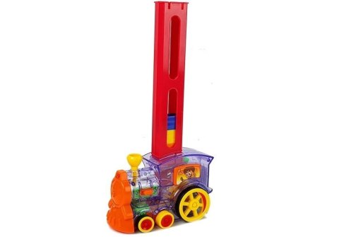 Lokomotywa LED Układa Domino Pociąg Klocki Układanka na Baterie LEAN Toys