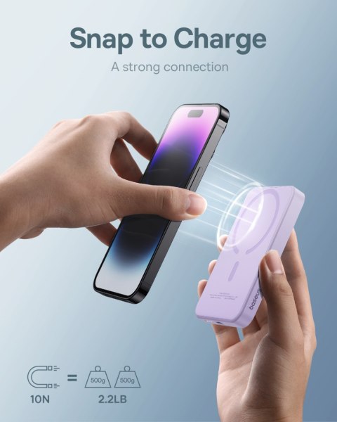 Mini powerbank 5000mAh 20W + kabel USB-C 20V / 3A fioletowy BASEUS