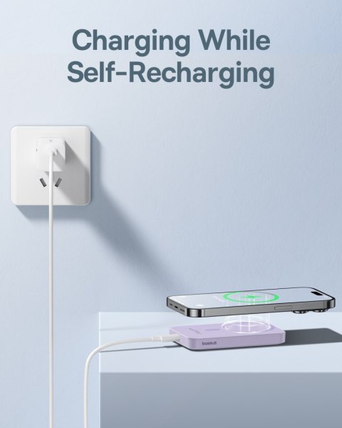 Mini powerbank 5000mAh 20W + kabel USB-C 20V / 3A fioletowy BASEUS