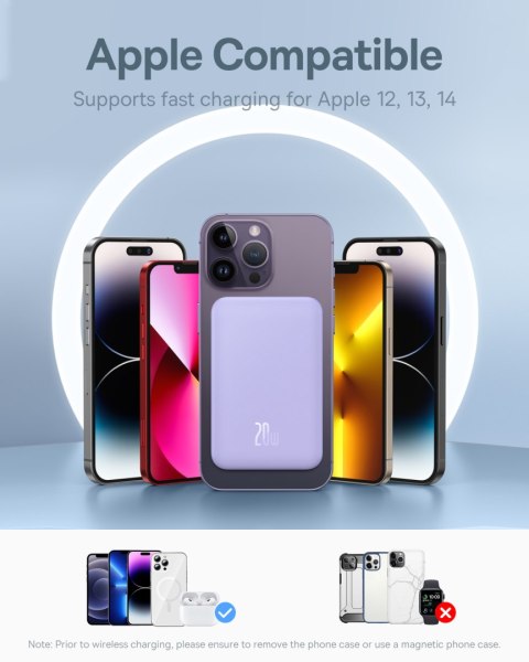 Mini powerbank 5000mAh 20W + kabel USB-C 20V / 3A fioletowy BASEUS