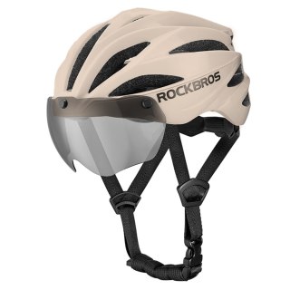 Kask rowerowy z szybką odpinanymi okularami z filtrem UV unisex - brązowy ROCKBROS