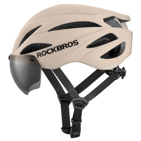 Kask rowerowy z szybką odpinanymi okularami z filtrem UV unisex - brązowy ROCKBROS