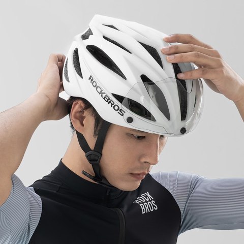 Kask rowerowy z szybką odpinanymi okularami z filtrem UV unisex - brązowy ROCKBROS