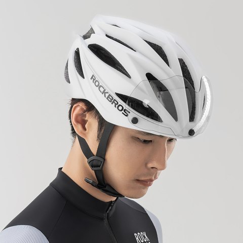 Kask rowerowy z szybką odpinanymi okularami z filtrem UV unisex - brązowy ROCKBROS