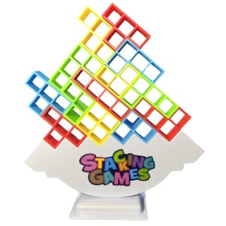 Gra Zręcznościowa Balansująca Wieża Tetris 16 Klocków 22 Karty Kolorowe LEAN Toys