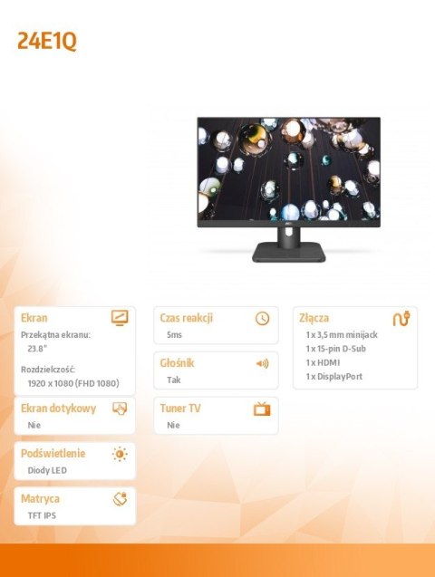 Monitor 23.8 24E1Q IPS DP HDMI Głośniki AOC
