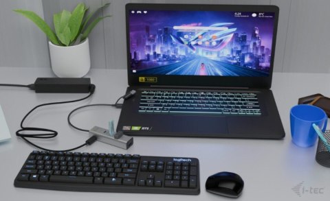 Uniwersalny metalowy ładujący HUB 2xUSB-C/2xUSB-A PD 85W I-tec