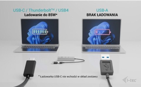 Uniwersalny metalowy ładujący HUB 2xUSB-C/2xUSB-A PD 85W I-tec