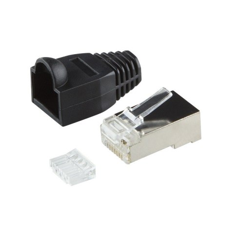 Wtyki RJ45 CAT.6 100szt. ekranowane z osłoną, czarne LogiLink