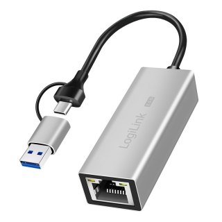 Adapter USB-A/-C do 2,5G Ethernet, szary LogiLink