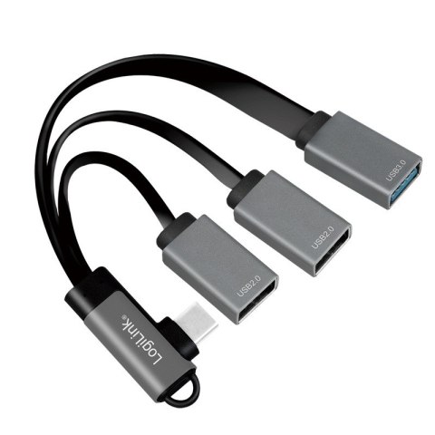Hub USB 3.2, USB-C/M 90, do 3xUSB-A/F, 0.15m LogiLink