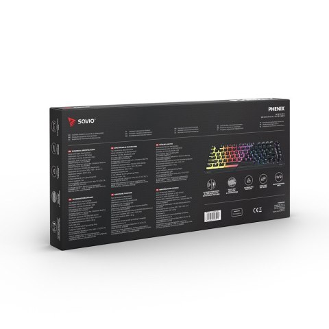 Klawiatura mechaniczna bezprzewodowa PHENIX, Gateron Red Pro, Pudding Savio